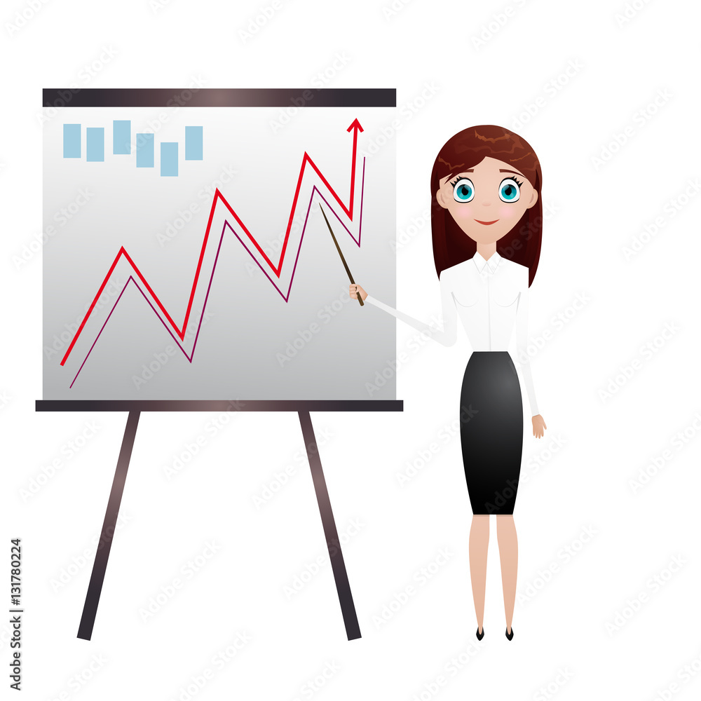 Business WOMAN next chart board. Indicates. Explains. Conducts Successful girl lecture. For your design. Business WOMAN next chart board. Indicates. Explains. Conducts Successful girl lecture. For your design.