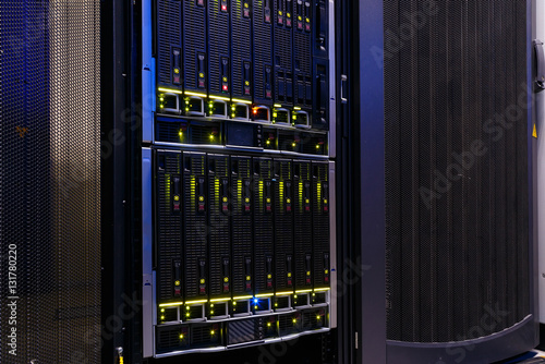 Tableau sur toile Modern Computer Server in rack  close-up