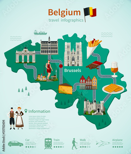 Fotografia, Obraz Belgium Travel Infographics