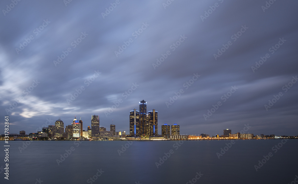 Detroit Skyline twilight