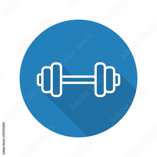 Gym dumbbell flat linear long shadow icon