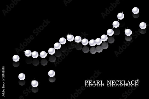 Realistic Pearl necklace on Black background. eps 10