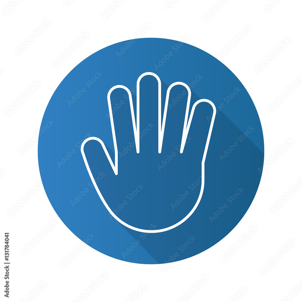 Hand flat linear long shadow icon Hand flat linear long shadow icon