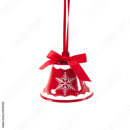 Red Christmas jingle bell isolated on white background New Year photo