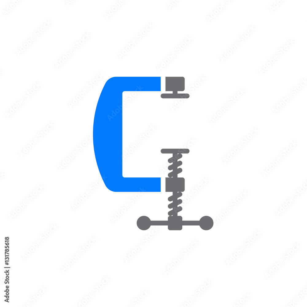 C clamp icon vector, filled flat sign, solid colorful pictogram isolated on white. Compress symbol, logo illustration C clamp icon vector, filled flat sign, solid colorful pictogram isolated on white. Compress symbol, logo illustration