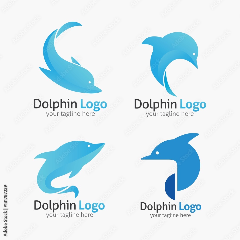 Obraz premium Dolphin logo and emblem design template