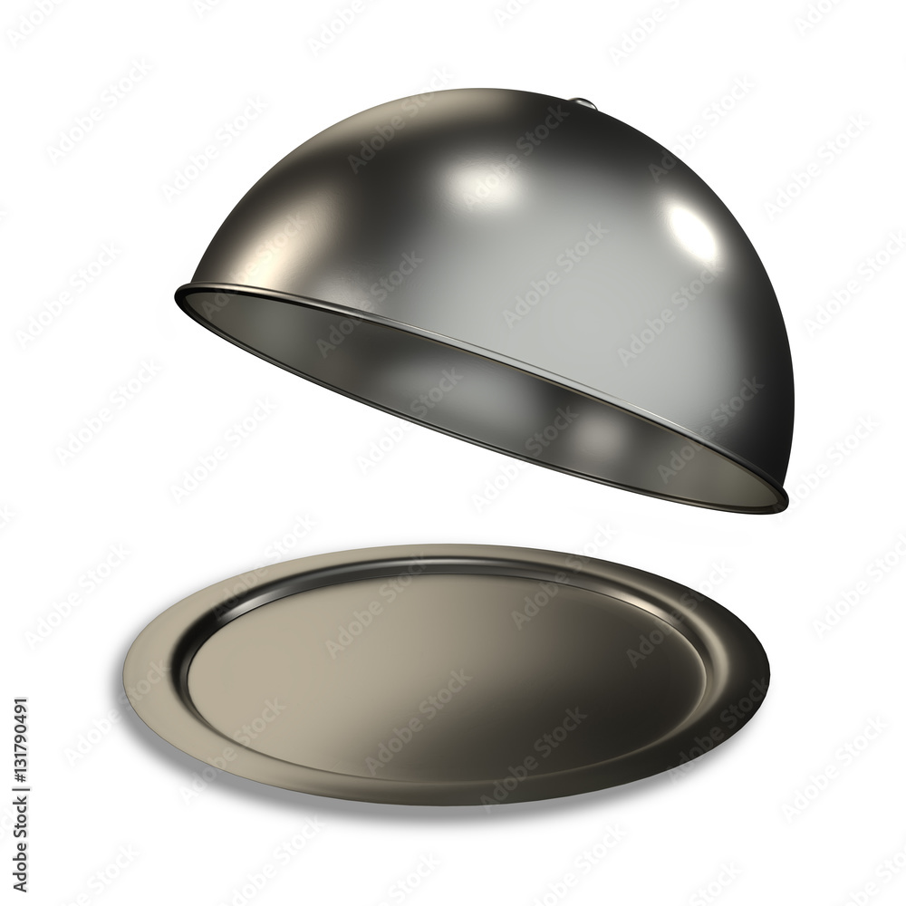 Restaurant cloche with open lid. Restaurant cloche with open lid.
