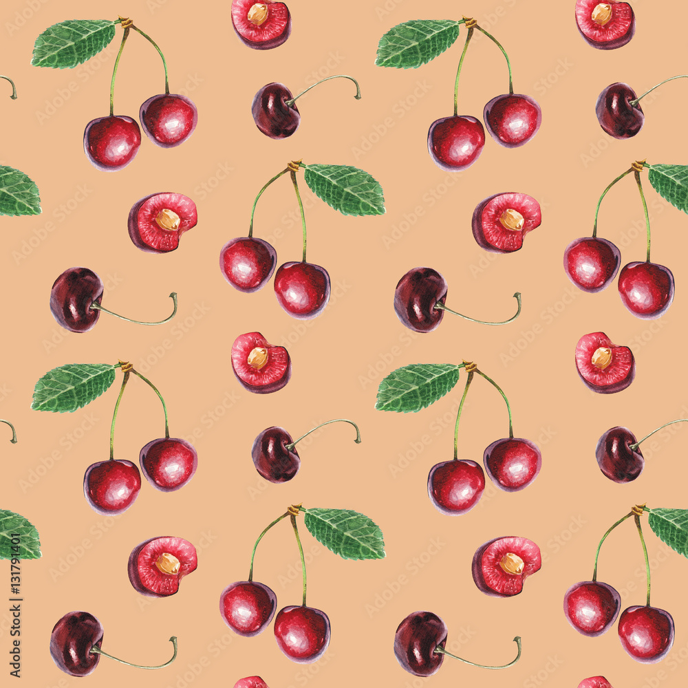 Watercolor cherry pattern Watercolor cherry pattern