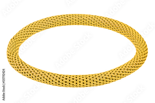Yellow elastic metallic bracelet, isolated on white background, clipping path included