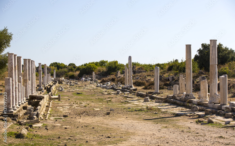 Ruins of the ancient city of Side and the Amphitheatre