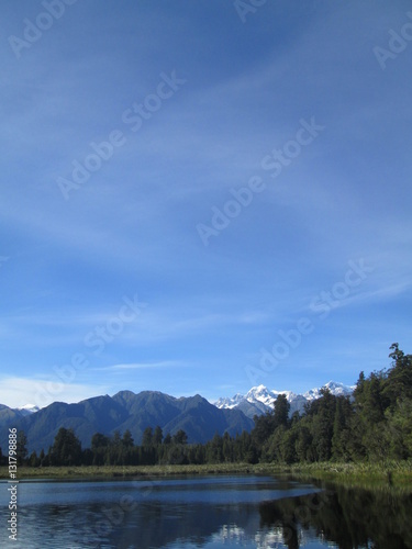 Reflection on Mirror lake/ Lake Matheson New Zealand