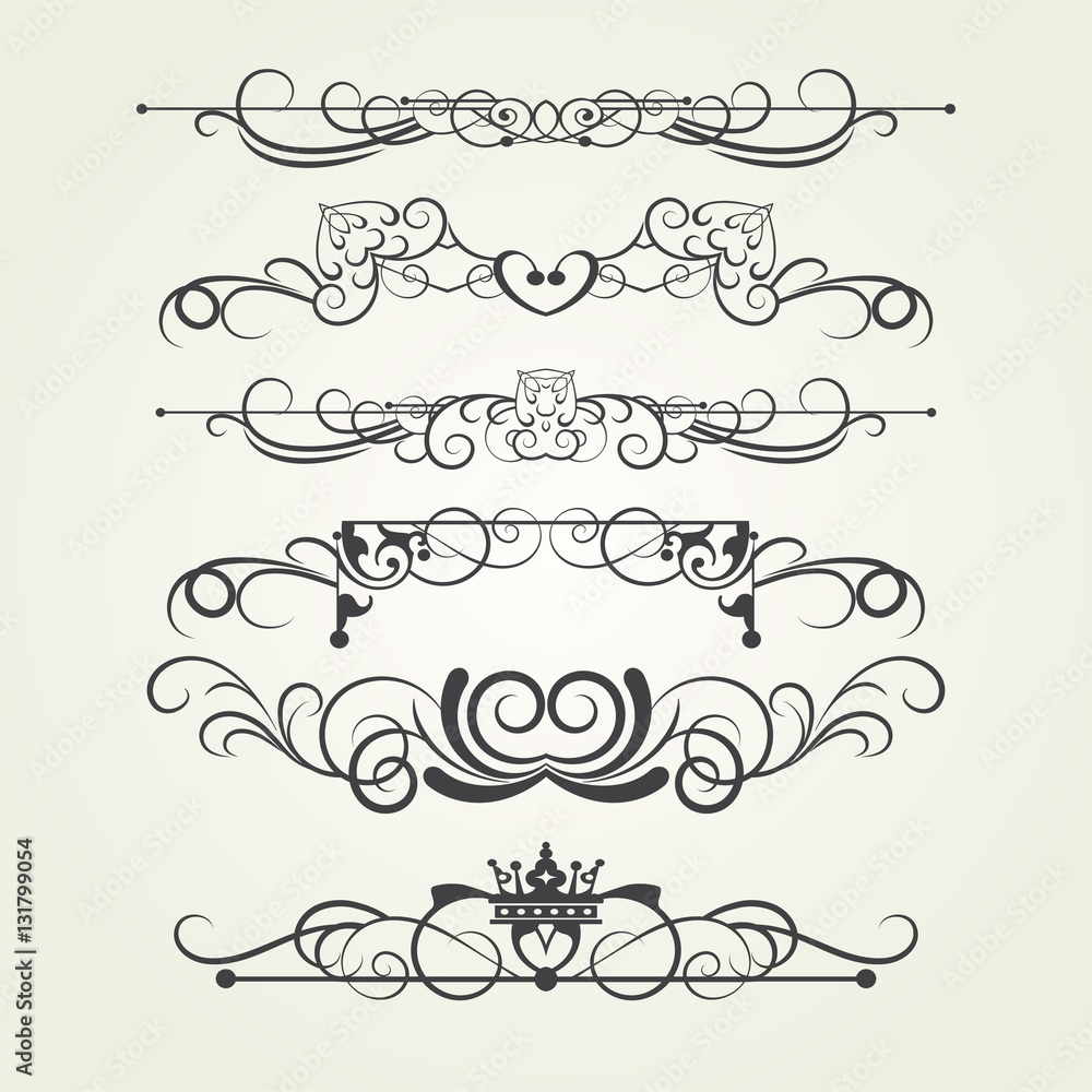 Vector set. Victorian Scrolls and crown. Decorative elements. Vector set. Victorian Scrolls and crown. Decorative elements.