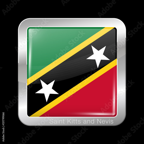 Free Download Flag of Saint Kitts and Nevis. Metal Icon Square Shape - GFXLoad
