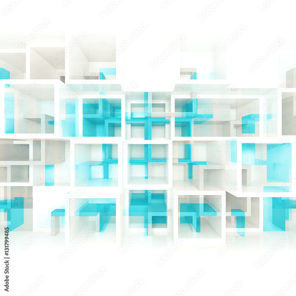 Fototapeta premium 3d chaotic square cells structure on wall