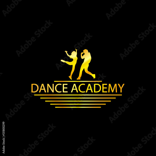 Luxury Golden Dance Academy Logo Silhouette, EPS8, Vector, Illustration