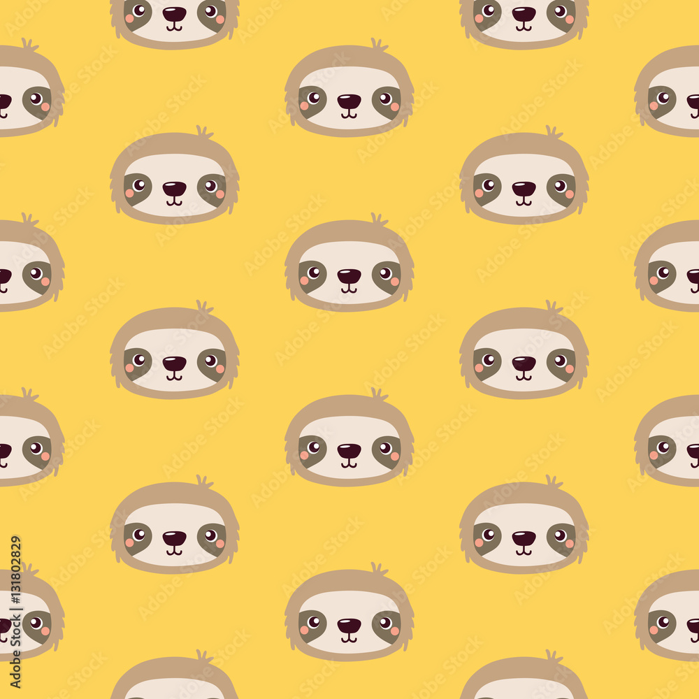 Pattern with cute cartoon sloths.
Pattern with cute cartoon sloths.
