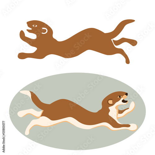 weasel animal vector illustration style Flat