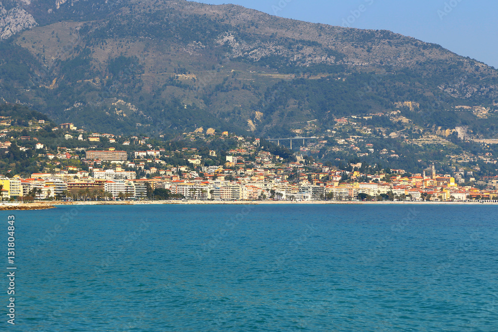 Beautiful sea view of Menton on French Riviera