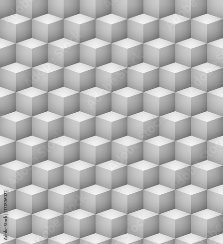 Abstract seamless 3D white cubes vector background.