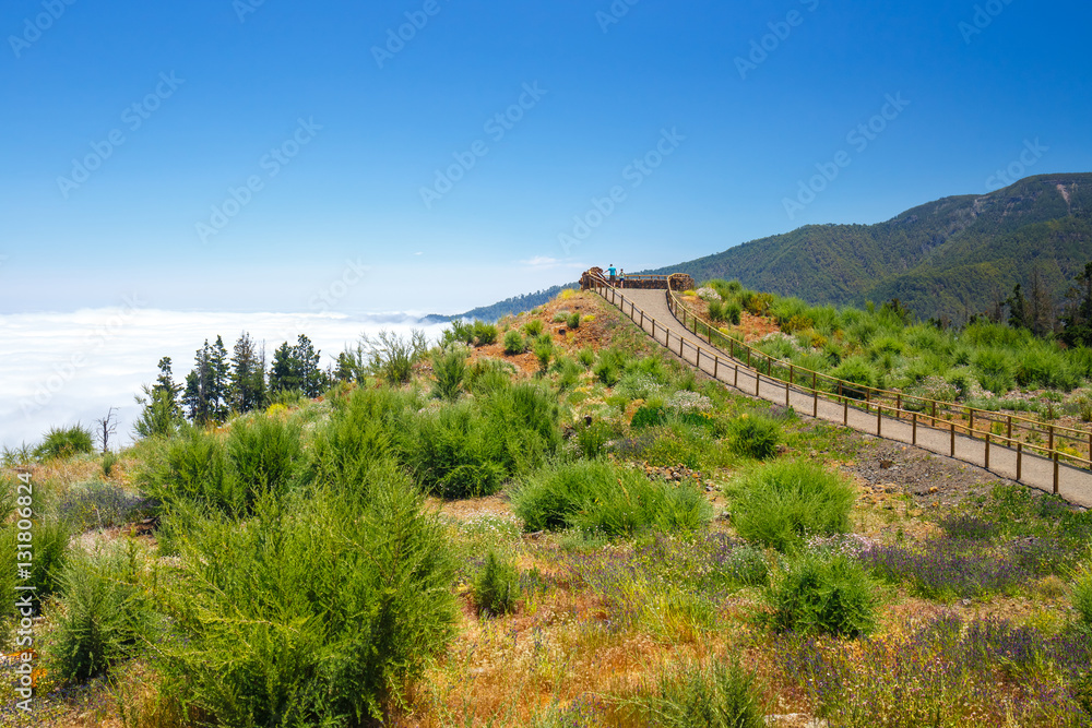 viewpoint above the clouds in Teide National Park in Tenerife, Spain