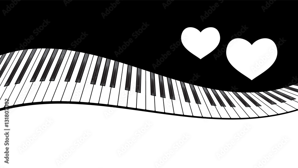 Naklejka premium piano template with hearts