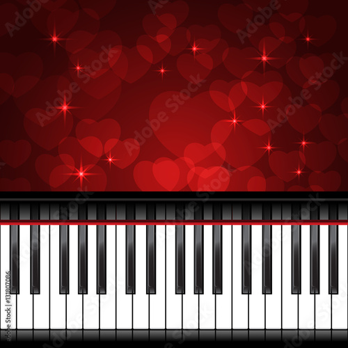 piano template with hearts