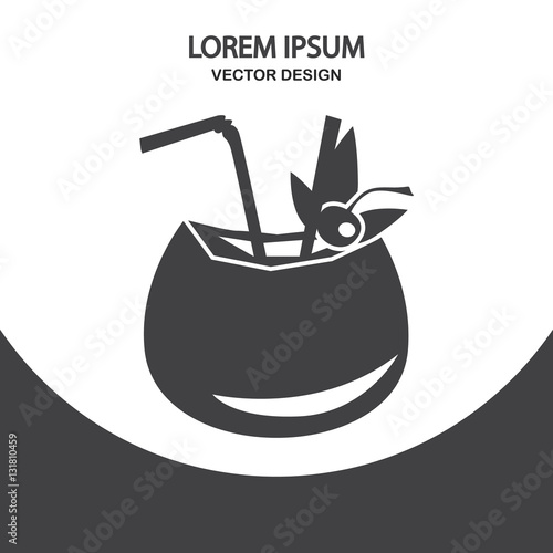 Coconut cocktail icon. Simple design for web and mobile