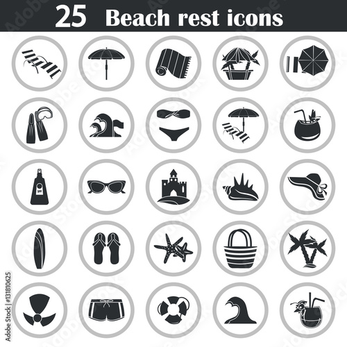 Set of simple beach rest and travel icons for web and mobile design