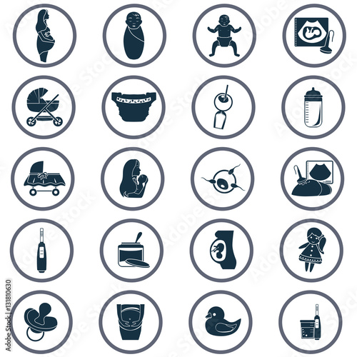 Set of color flat pregnancy and baby simple icons