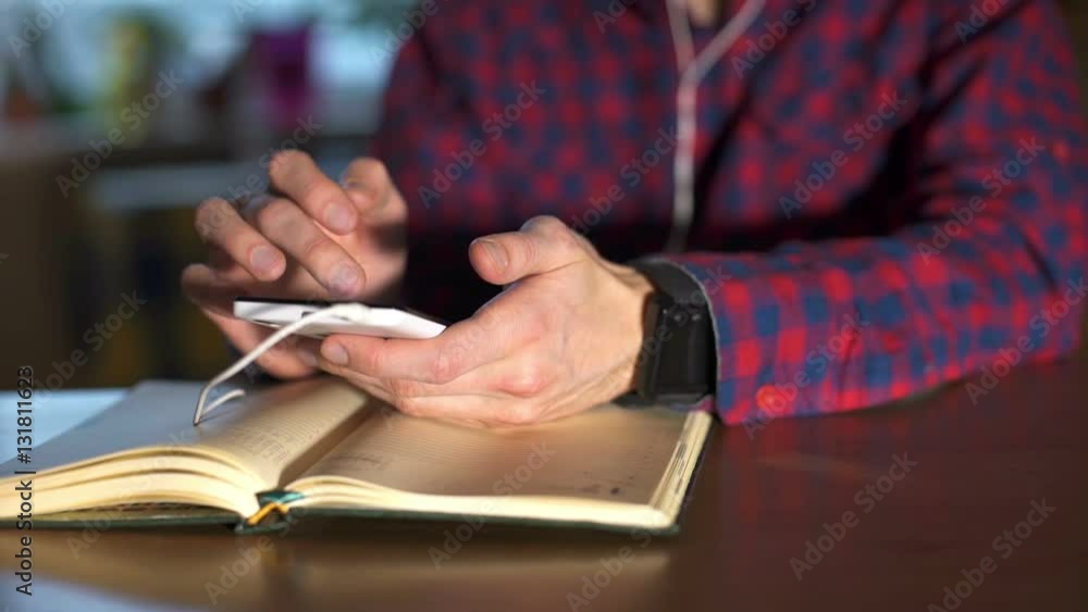 Of a Student Man Using Smart Phone Cafe Of a Student Man Using Smart Phone Cafe