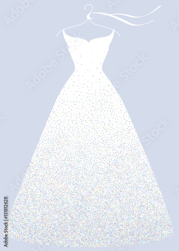 Fényképezés White bridal shower dress fashion illustration.