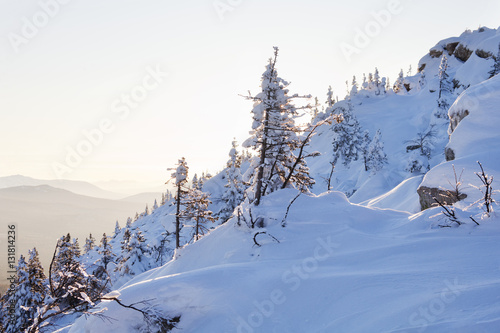 mountain range Zyuratkul, winter sunset landscape © Crazy nook