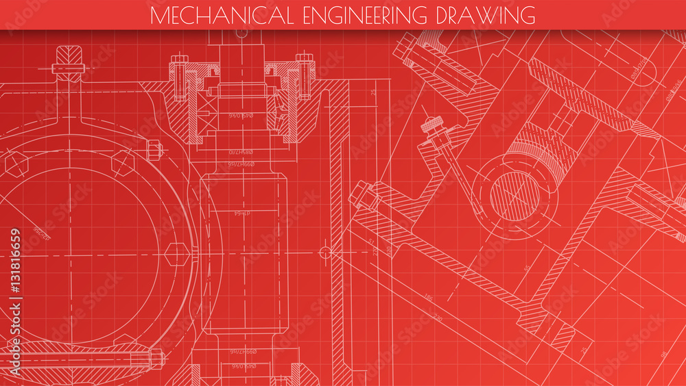 Mechanical Engineering drawing. Engineering Drawing Background. Stock