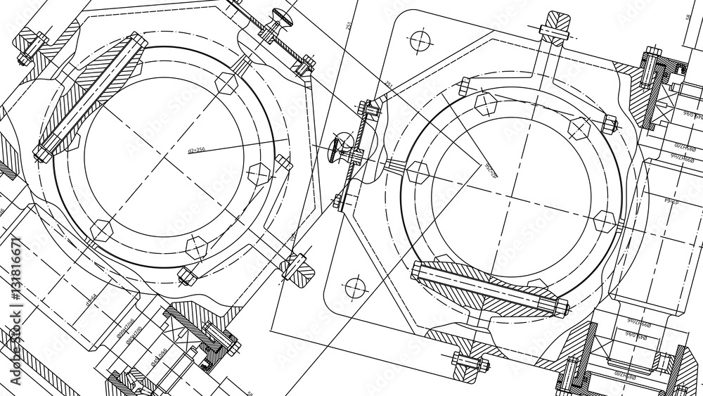 Mechanical Engineering drawing. Engineering Drawing Background. Stock ...
