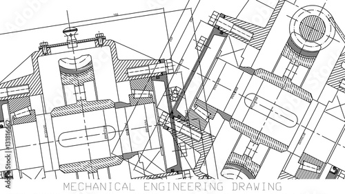 Mechanical Engineering drawing. Engineering Drawing Background.