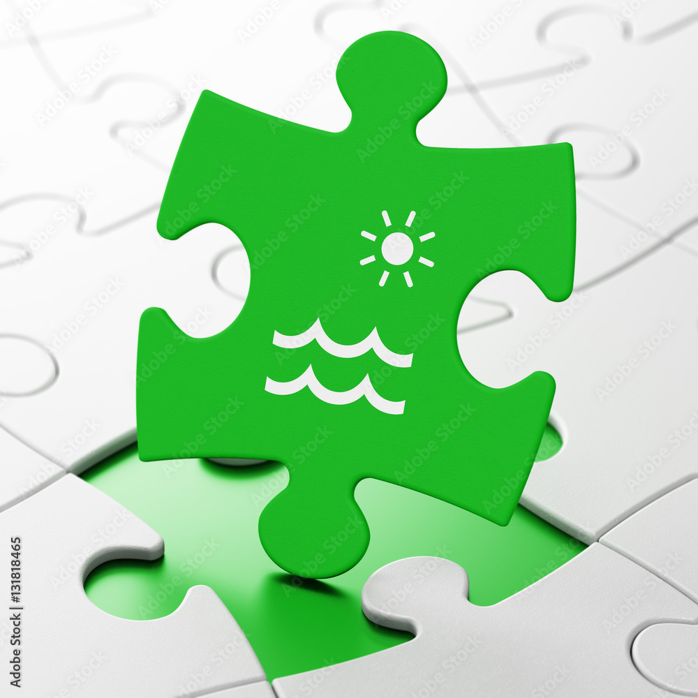 Vacation concept: Beach on puzzle background Vacation concept: Beach on puzzle background