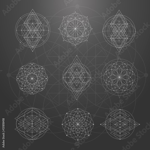 Sacred geometry signs. Set of symbols and elements. Alchemy, religion, philosophy, spirituality, hipster symbols and elements. geometric shapes
