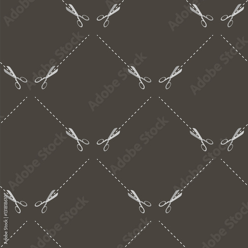 Scissors Seamless Pattern Isolated on Grey Background.