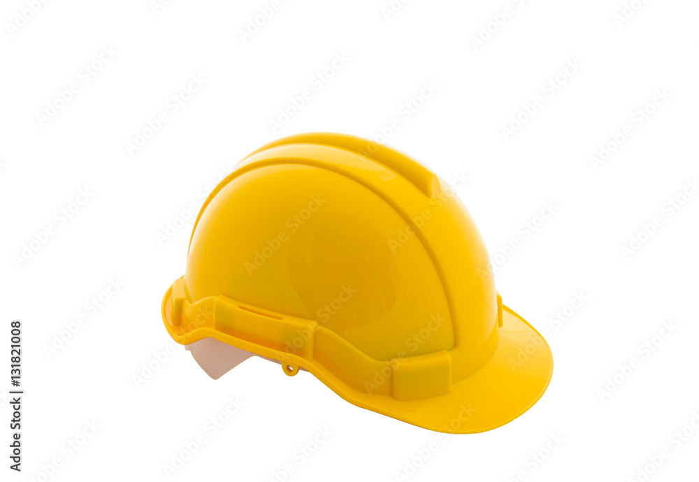 Fototapeta premium Yellow safety helmet on white background