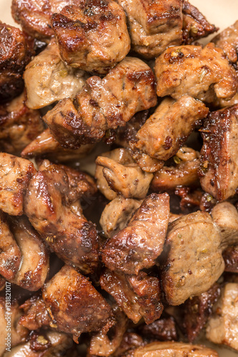 Macro closeup fried chicken liver