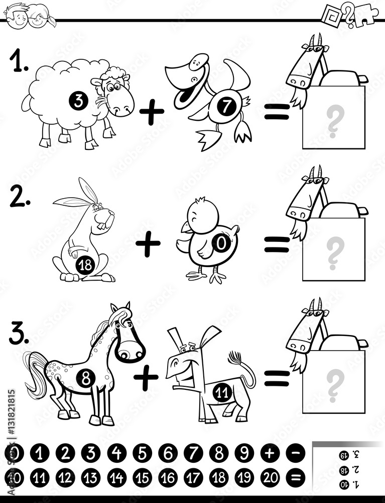 Obraz premium addition activity coloring page