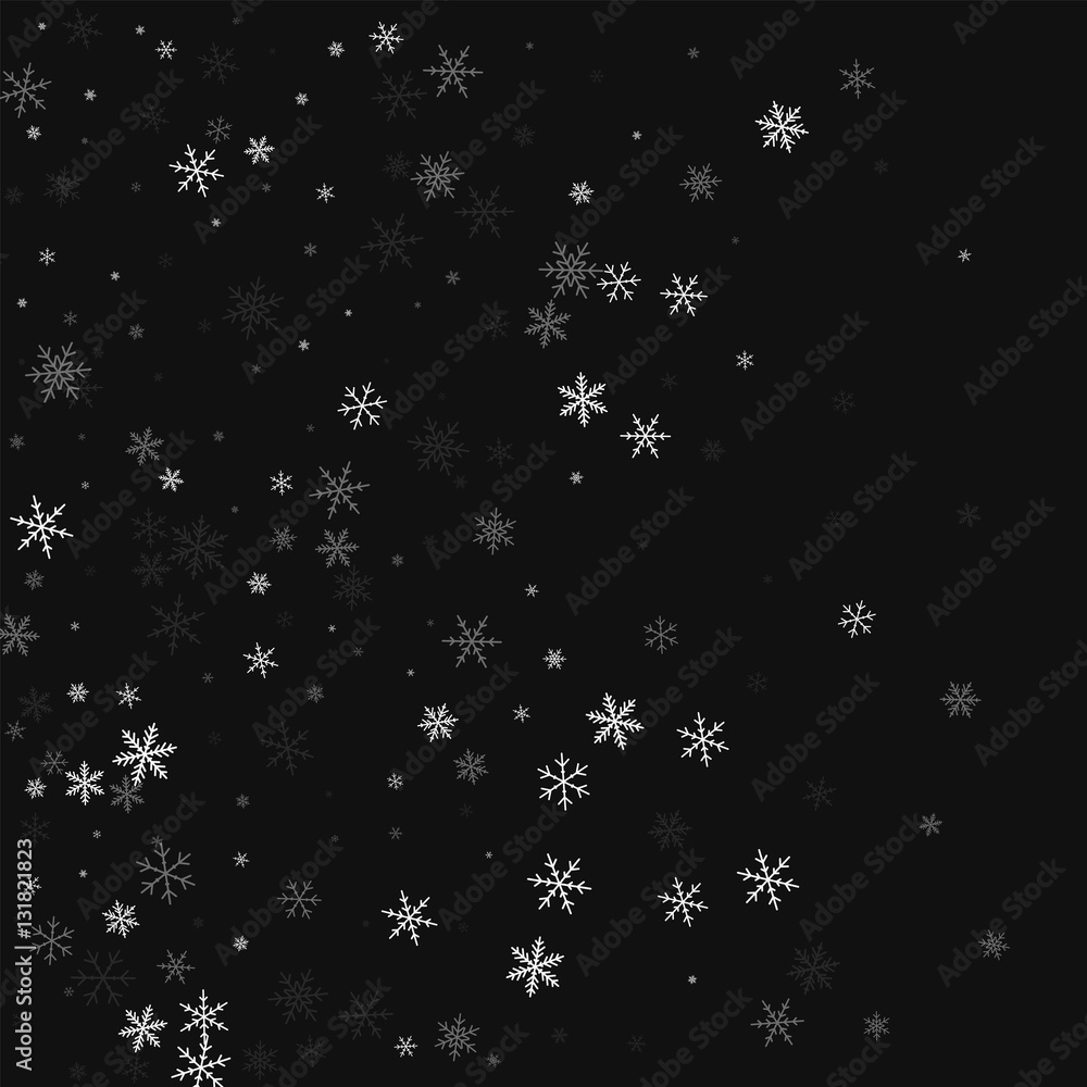 Sparse snowfall. Left gradient on black background. Vector illustration. Sparse snowfall. Left gradient on black background. Vector illustration.