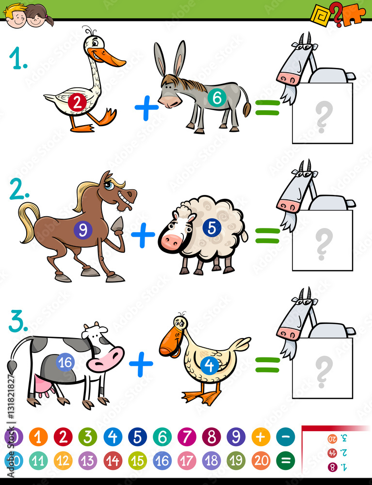 Obraz premium addition educational task for kids