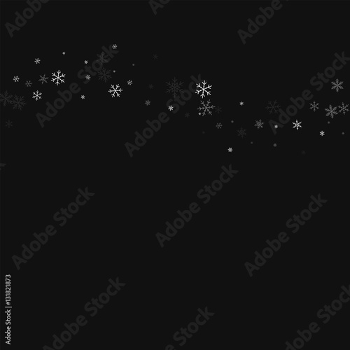 Sparse snowfall. Top wave on black background. Vector illustration.