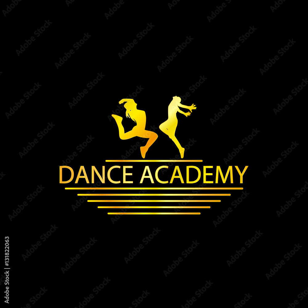 Luxury Golden Dance Academy Logo Silhouette, EPS8, Vector, Illustration Luxury Golden Dance Academy Logo Silhouette, EPS8, Vector, Illustration