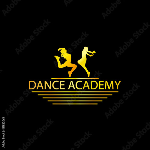 Luxury Golden Dance Academy Logo Silhouette, EPS8, Vector, Illustration