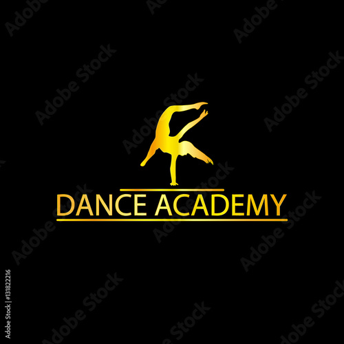 Luxury Golden Dance Academy Logo Silhouette, EPS8, Vector, Illustration