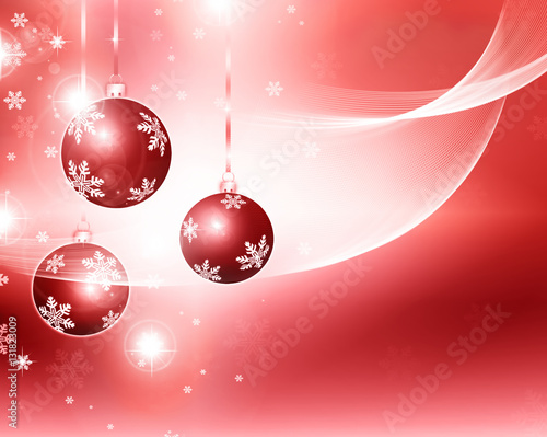 Christmas red background with balls