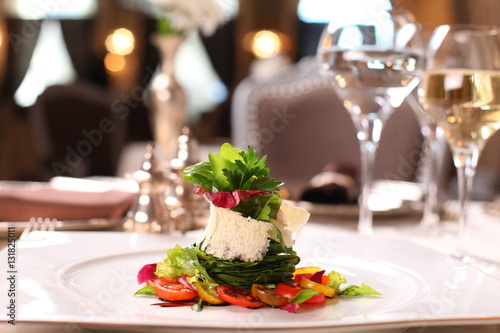 Fine dining - vegetable salad with parmesan