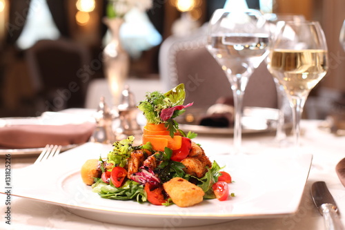 Fine dining - vegetable salad with parmesan